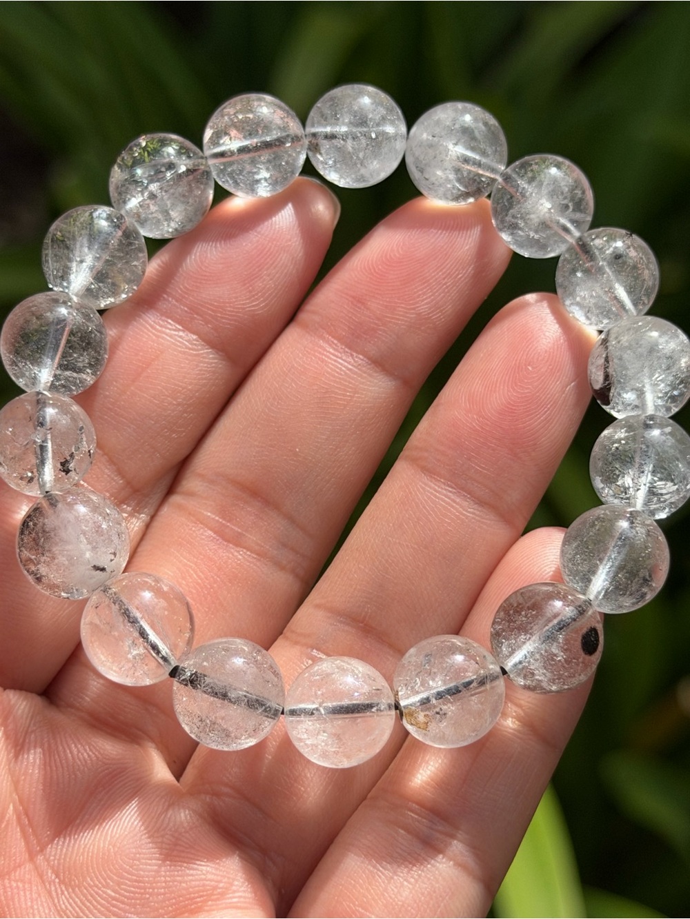 Clear Quartz Bead Stretch Bracelet - Transparent Crystal Palo